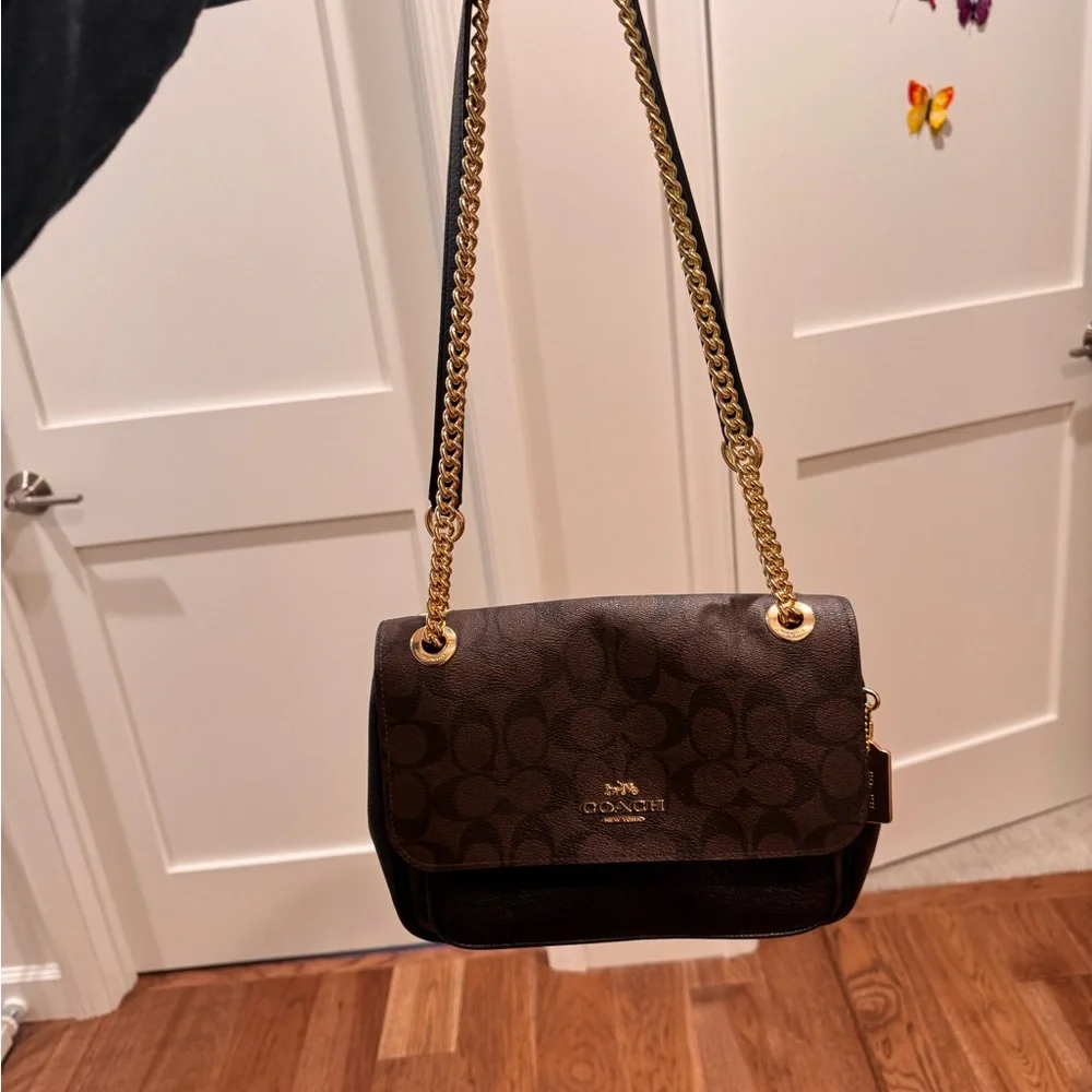 Coach Elodie - Black and Brown Pebble Leather Crossbody Bag - Picture 10 of 15